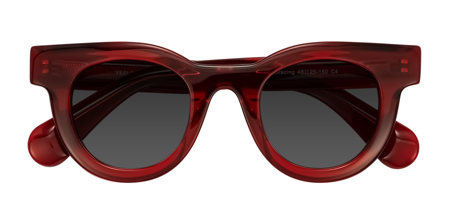 Folded Front of Embracing in Wine with Gray Tinted Lenses