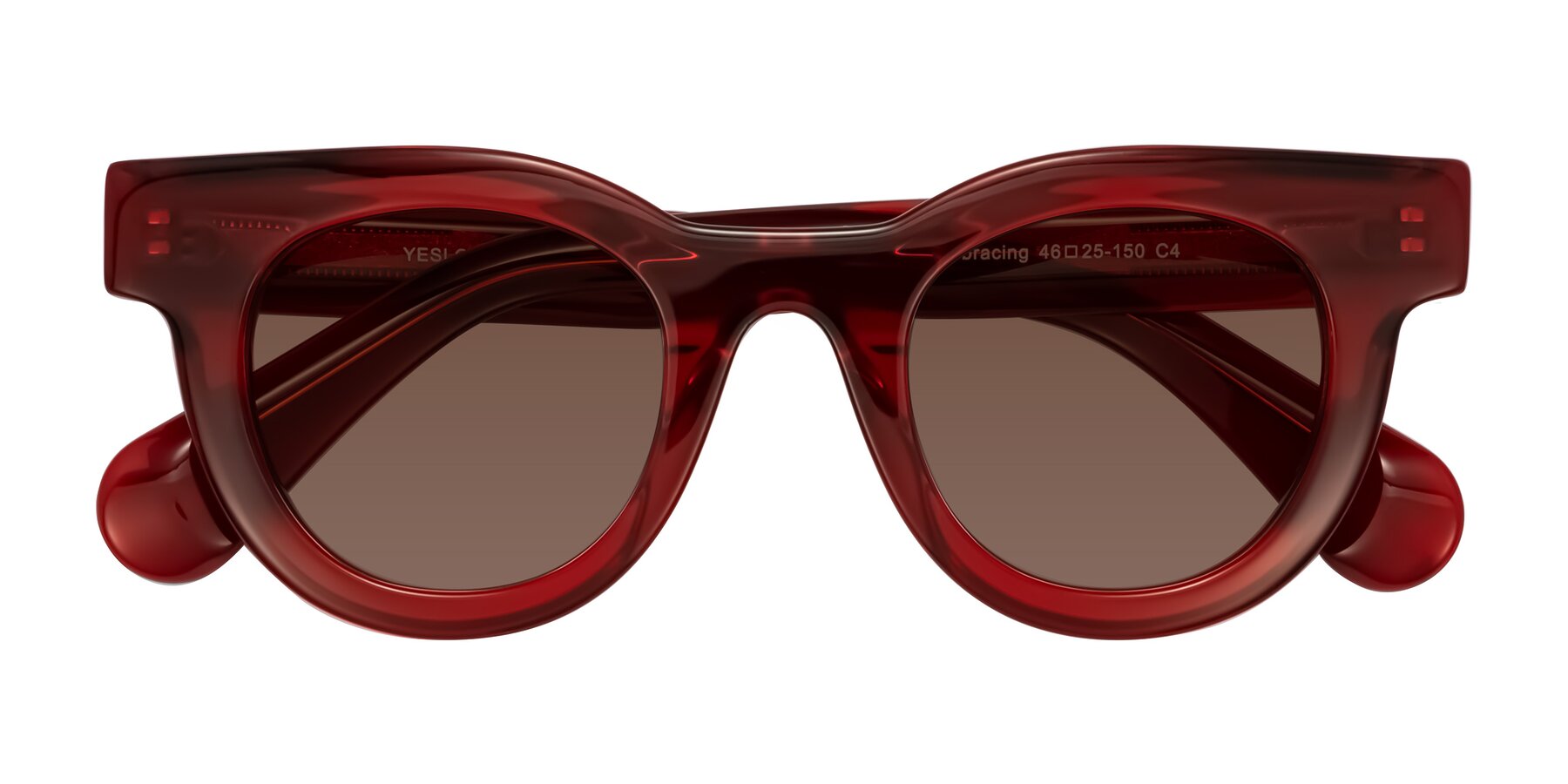 Folded Front of Embracing in Wine with Brown Tinted Lenses