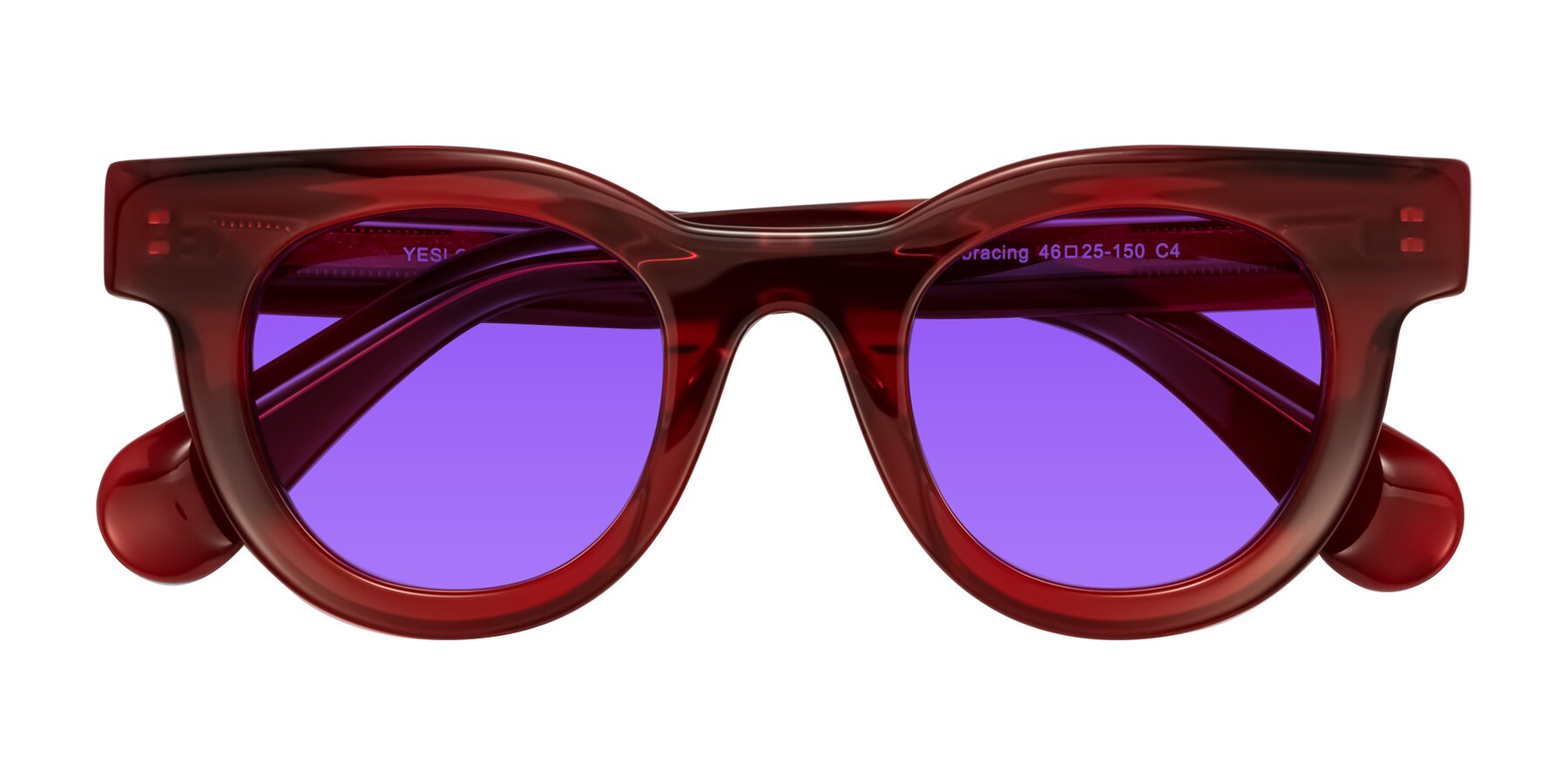 Folded Front of Embracing in Wine with Purple Tinted Lenses