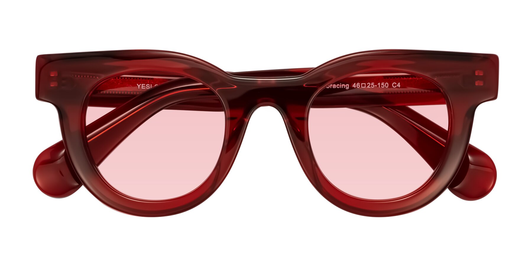 Folded Front of Embracing in Wine with Light Garnet Tinted Lenses