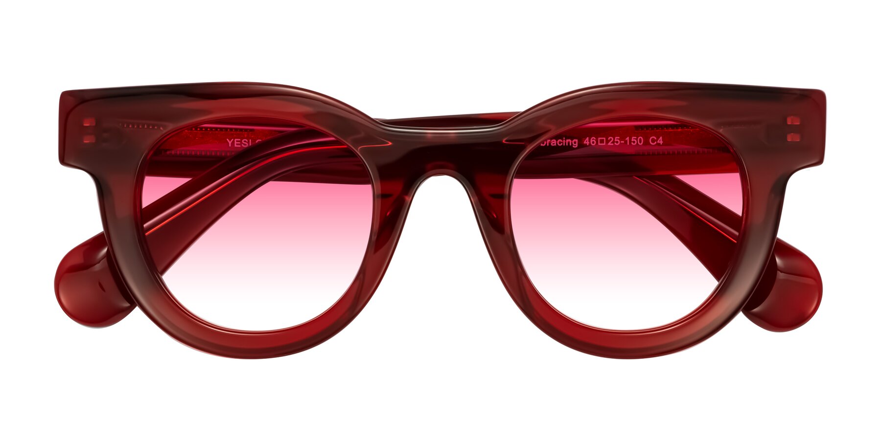 Folded Front of Embracing in Wine with Pink Gradient Lenses