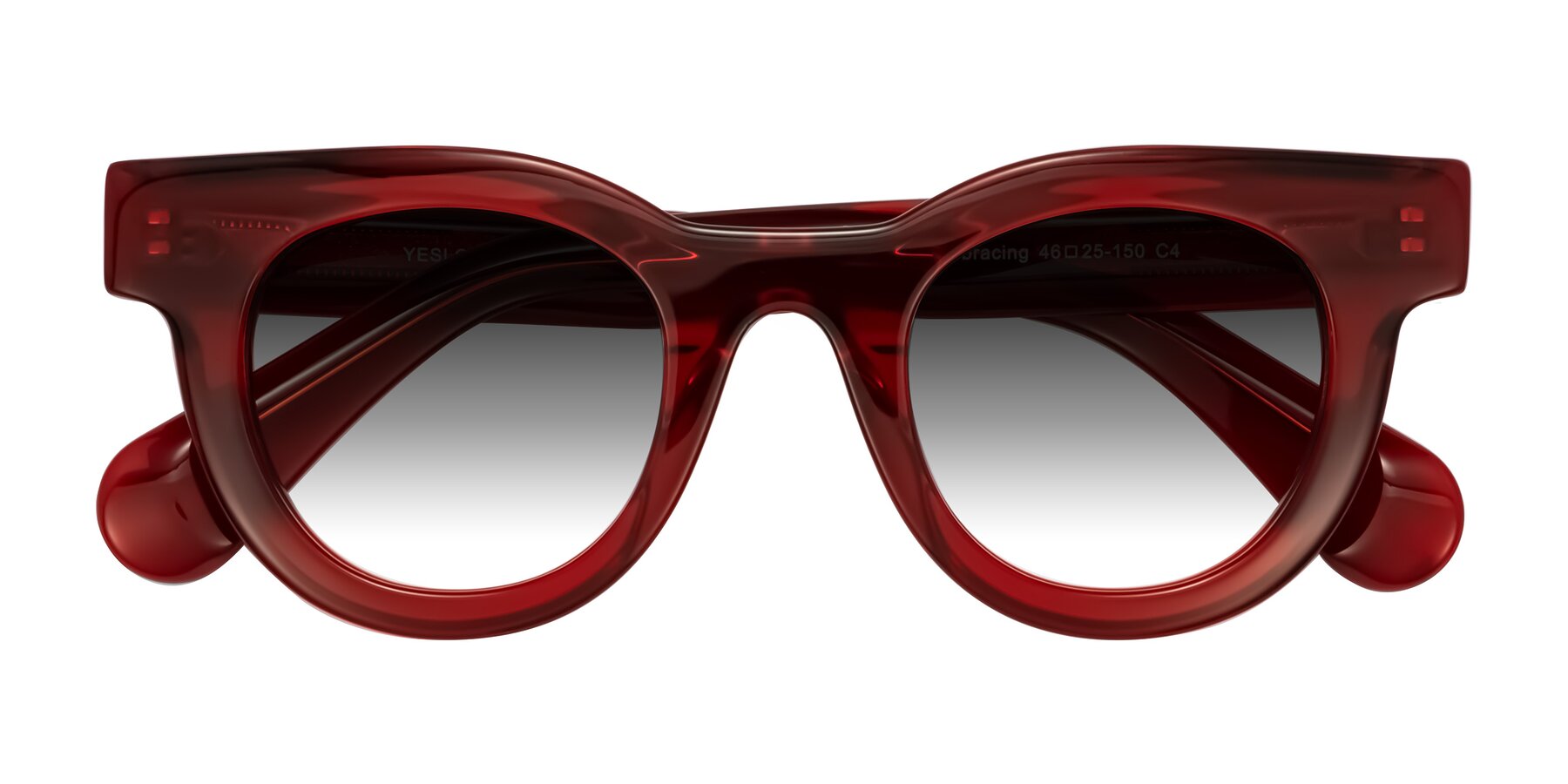 Folded Front of Embracing in Wine with Gray Gradient Lenses