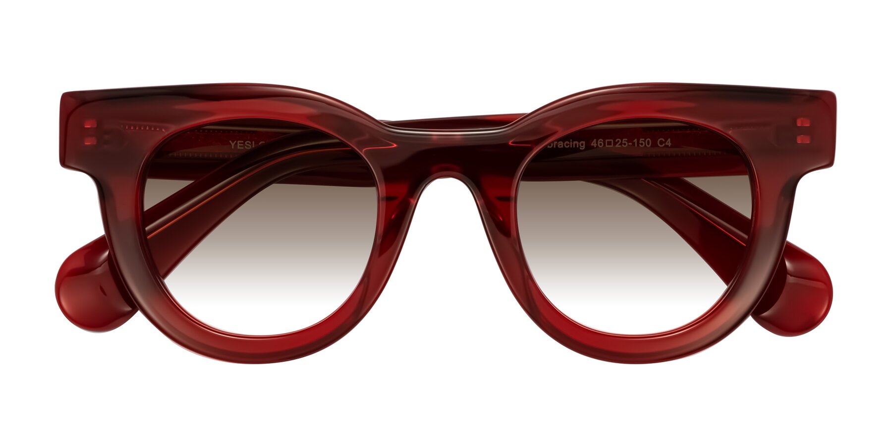 Folded Front of Embracing in Wine with Brown Gradient Lenses