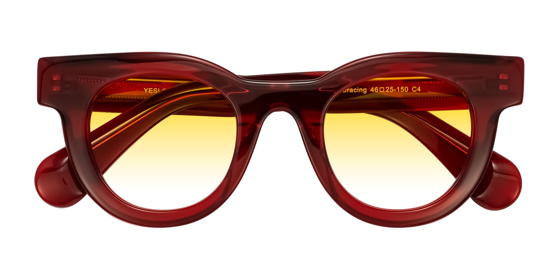Folded Front of Embracing in Wine with Yellow Gradient Lenses