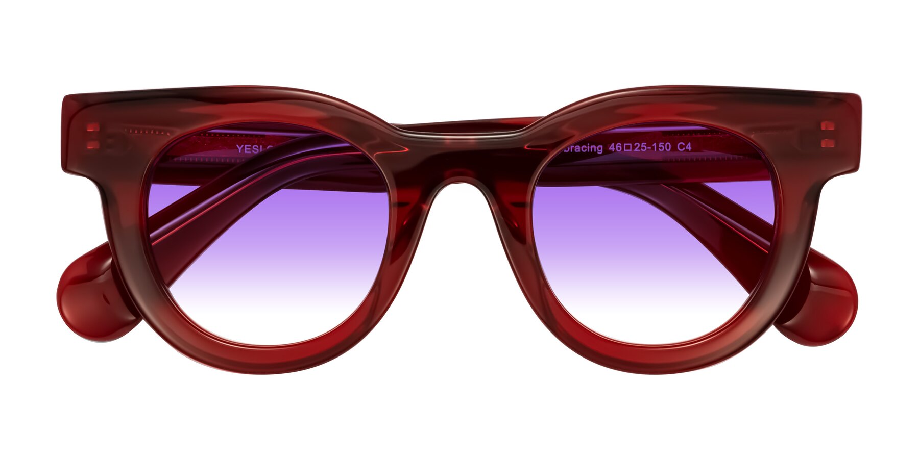 Folded Front of Embracing in Wine with Purple Gradient Lenses