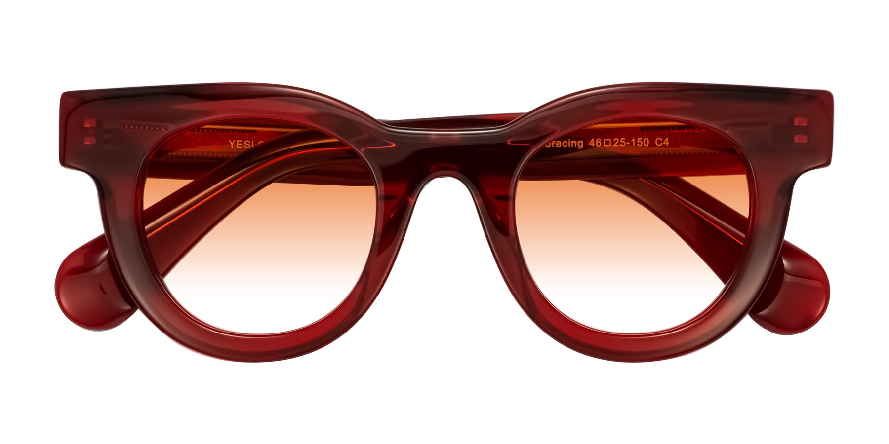 Folded Front of Embracing in Wine with Orange Gradient Lenses