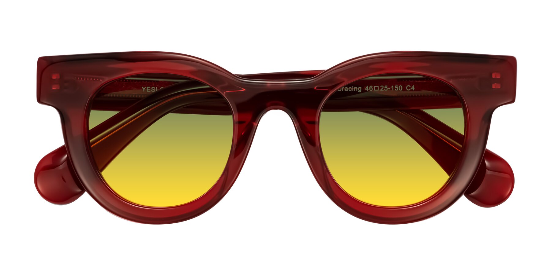 Folded Front of Embracing in Wine with Green / Yellow Gradient Lenses
