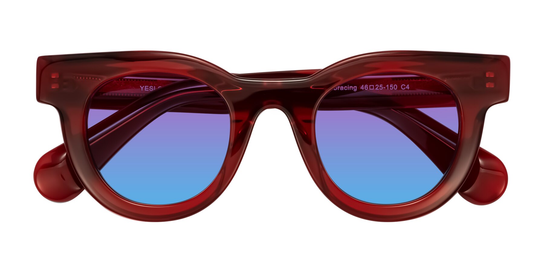 Folded Front of Embracing in Wine with Purple / Blue Gradient Lenses