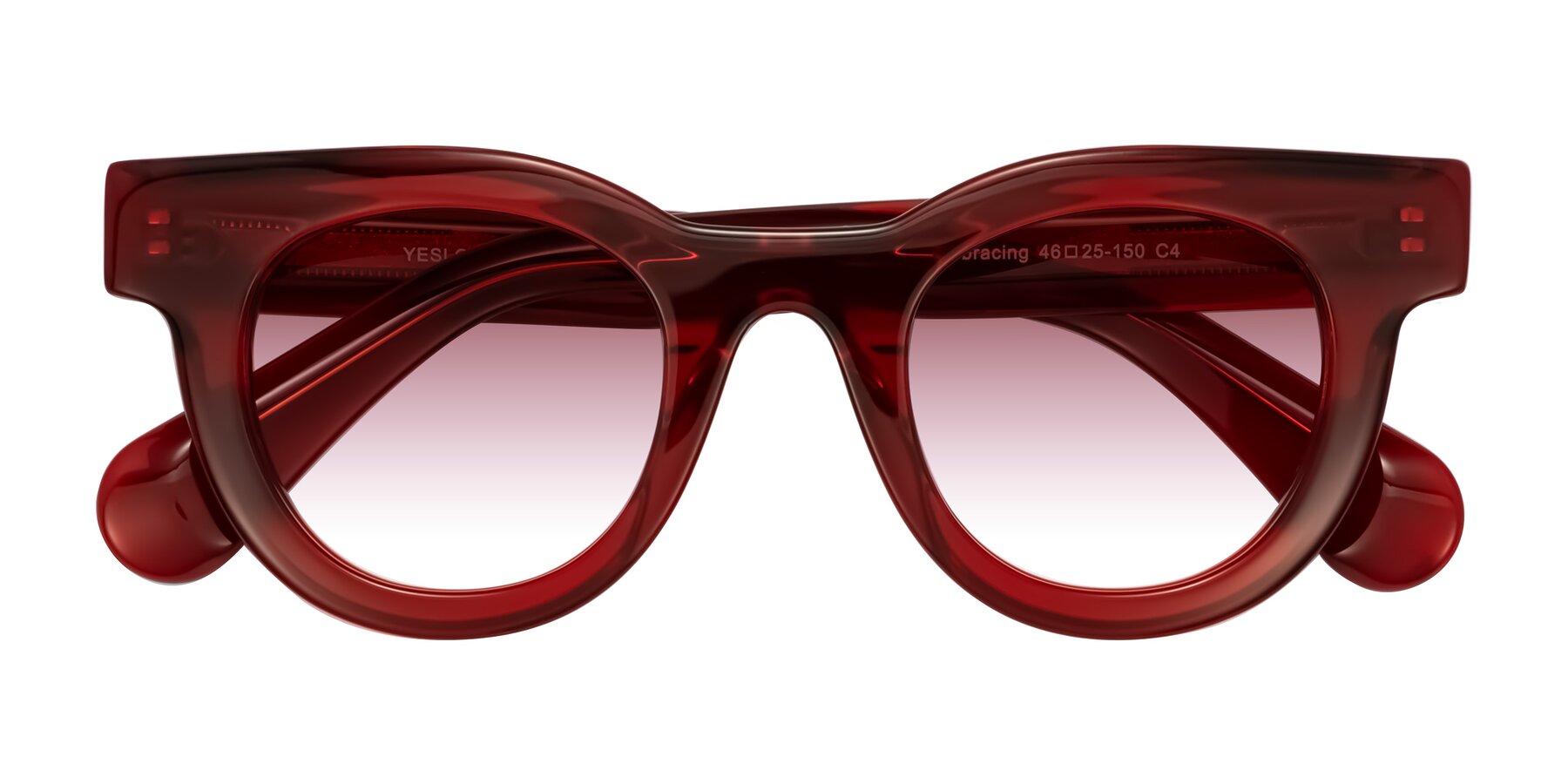 Folded Front of Embracing in Wine with Garnet Gradient Lenses