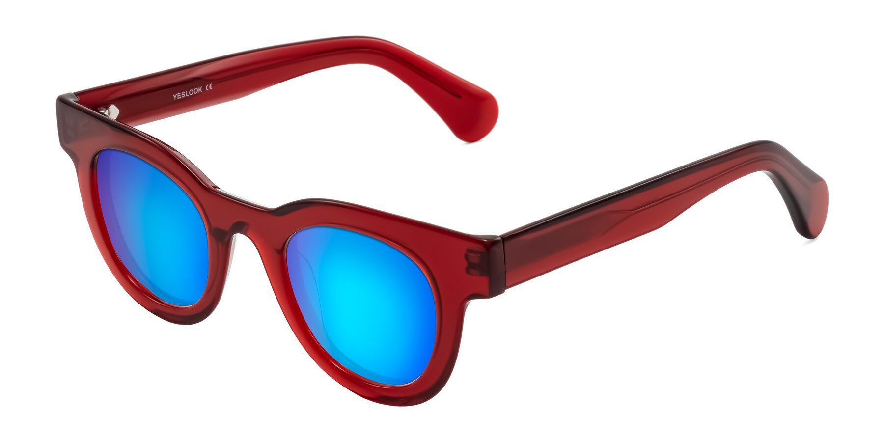 Angle of Embracing in Wine with Blue Mirrored Lenses