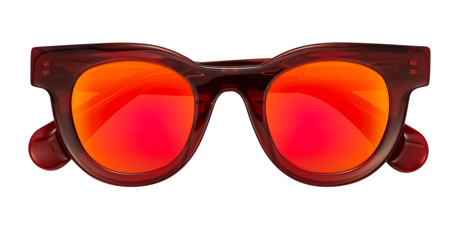 Folded Front of Embracing in Wine with Red Gold Mirrored Lenses