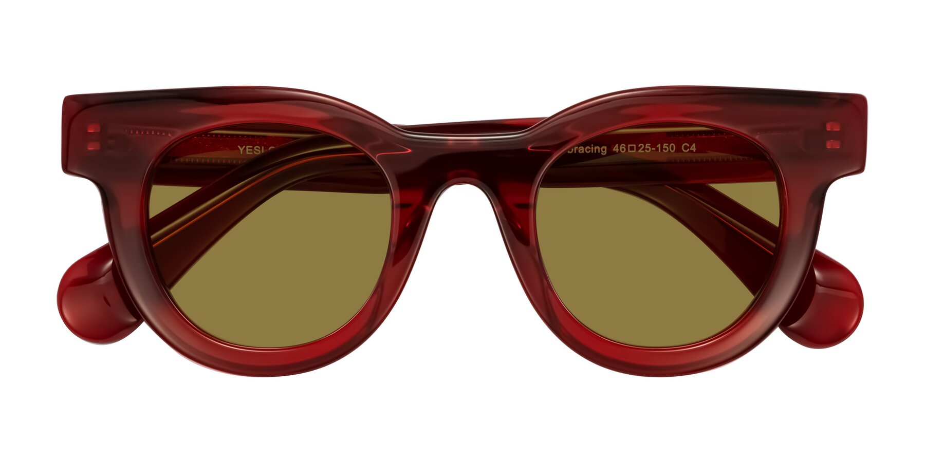 Folded Front of Embracing in Wine with Brown Polarized Lenses