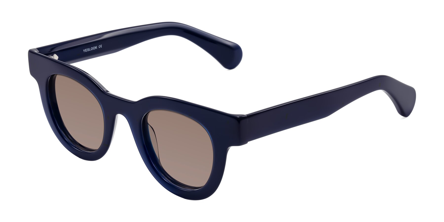 Angle of Embracing in Dark Navy with Medium Brown Tinted Lenses