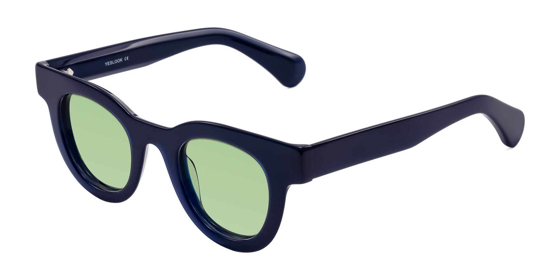 Angle of Embracing in Dark Navy with Medium Green Tinted Lenses