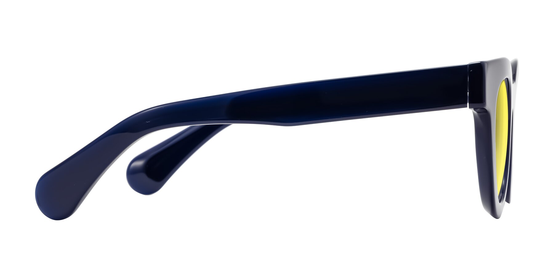 Side of Embracing in Dark Navy with Medium Yellow Tinted Lenses