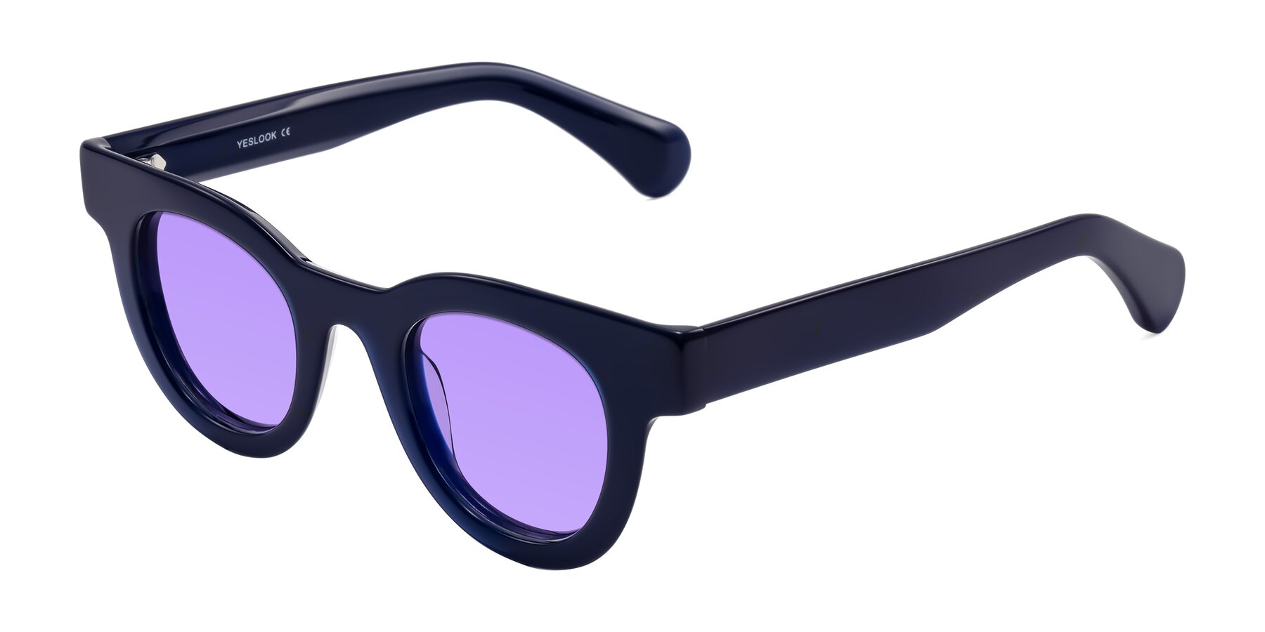Angle of Embracing in Dark Navy with Medium Purple Tinted Lenses