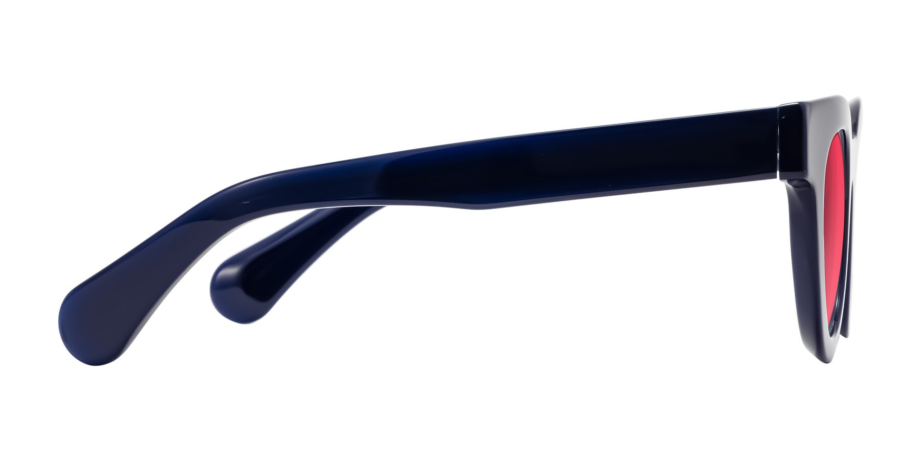 Side of Embracing in Dark Navy with Red Tinted Lenses