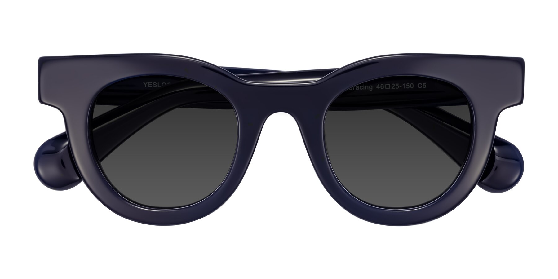 Folded Front of Embracing in Dark Navy with Gray Tinted Lenses