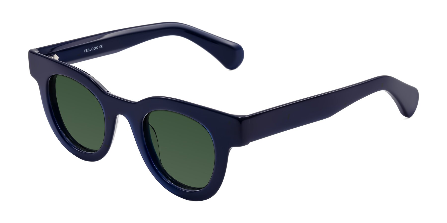 Angle of Embracing in Dark Navy with Green Tinted Lenses