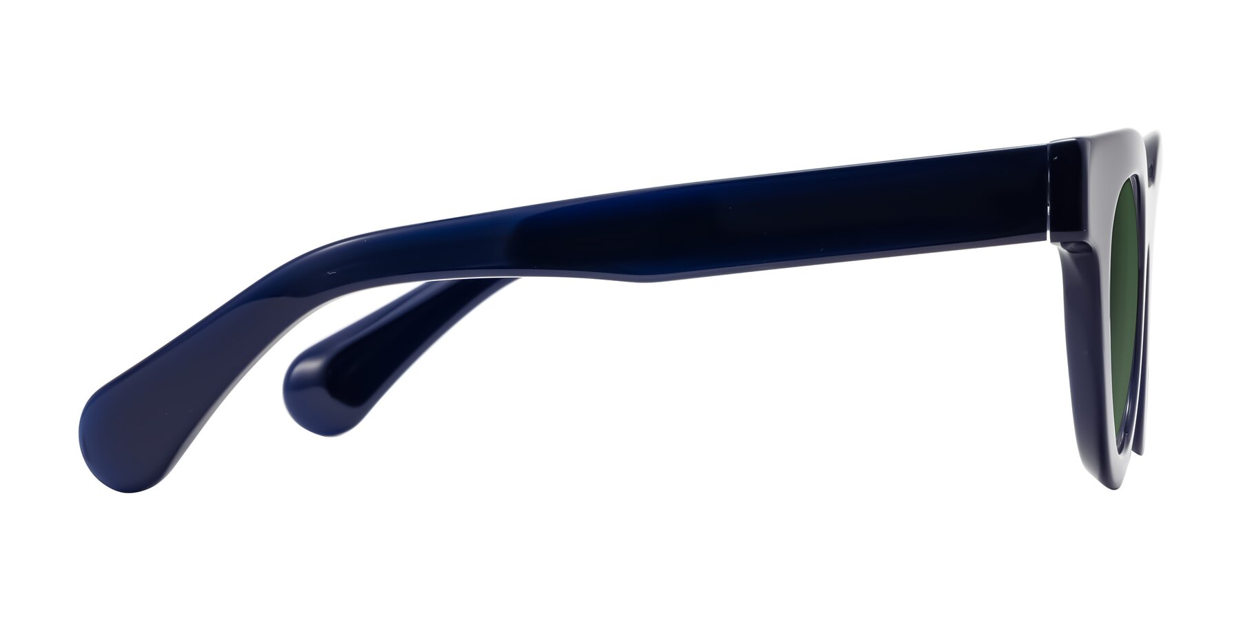 Side of Embracing in Dark Navy with Green Tinted Lenses