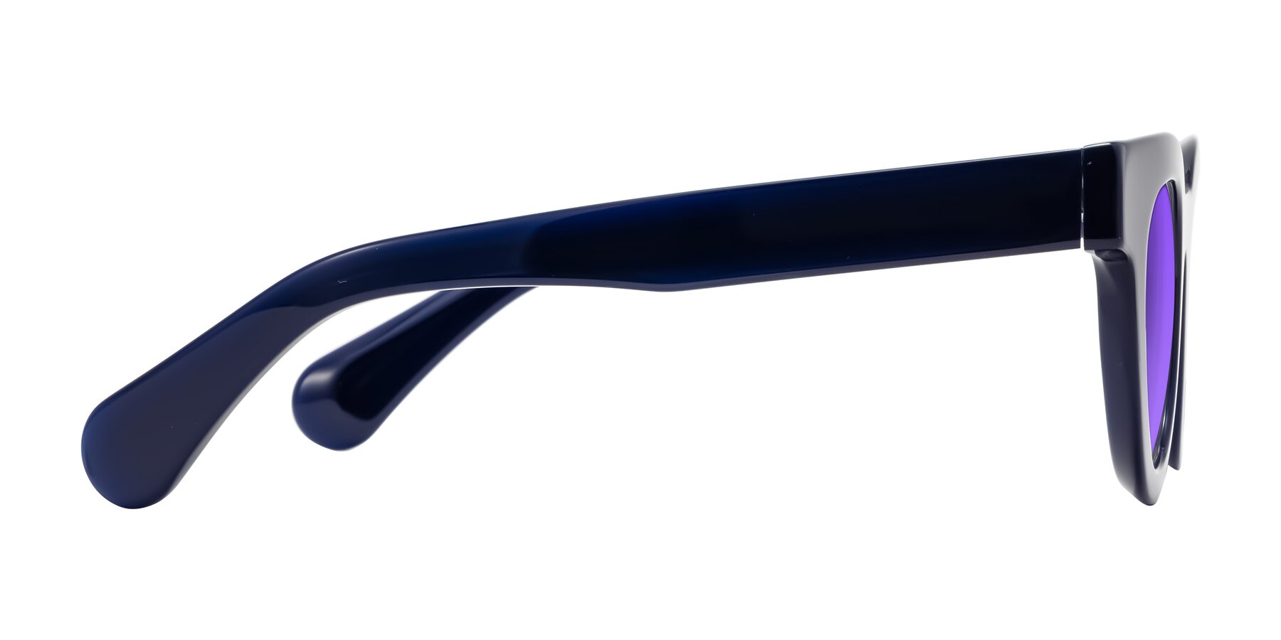 Side of Embracing in Dark Navy with Purple Tinted Lenses