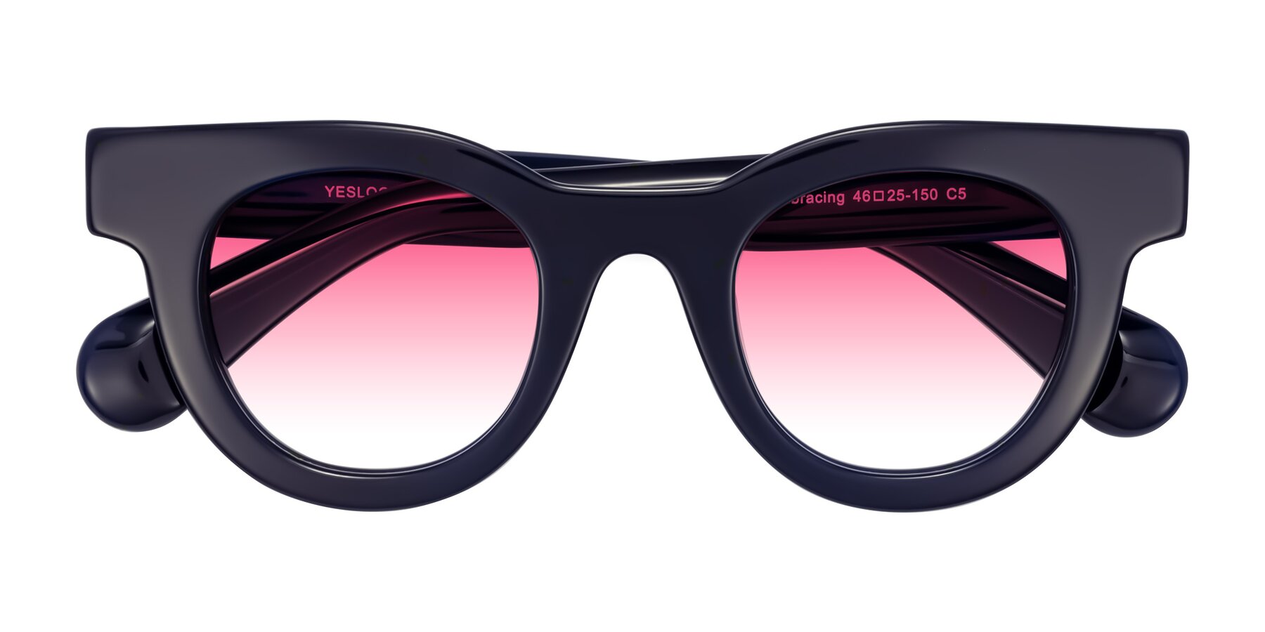 Folded Front of Embracing in Dark Navy with Pink Gradient Lenses