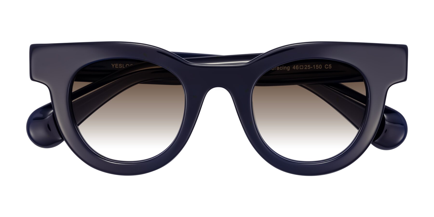 Folded Front of Embracing in Dark Navy with Brown Gradient Lenses