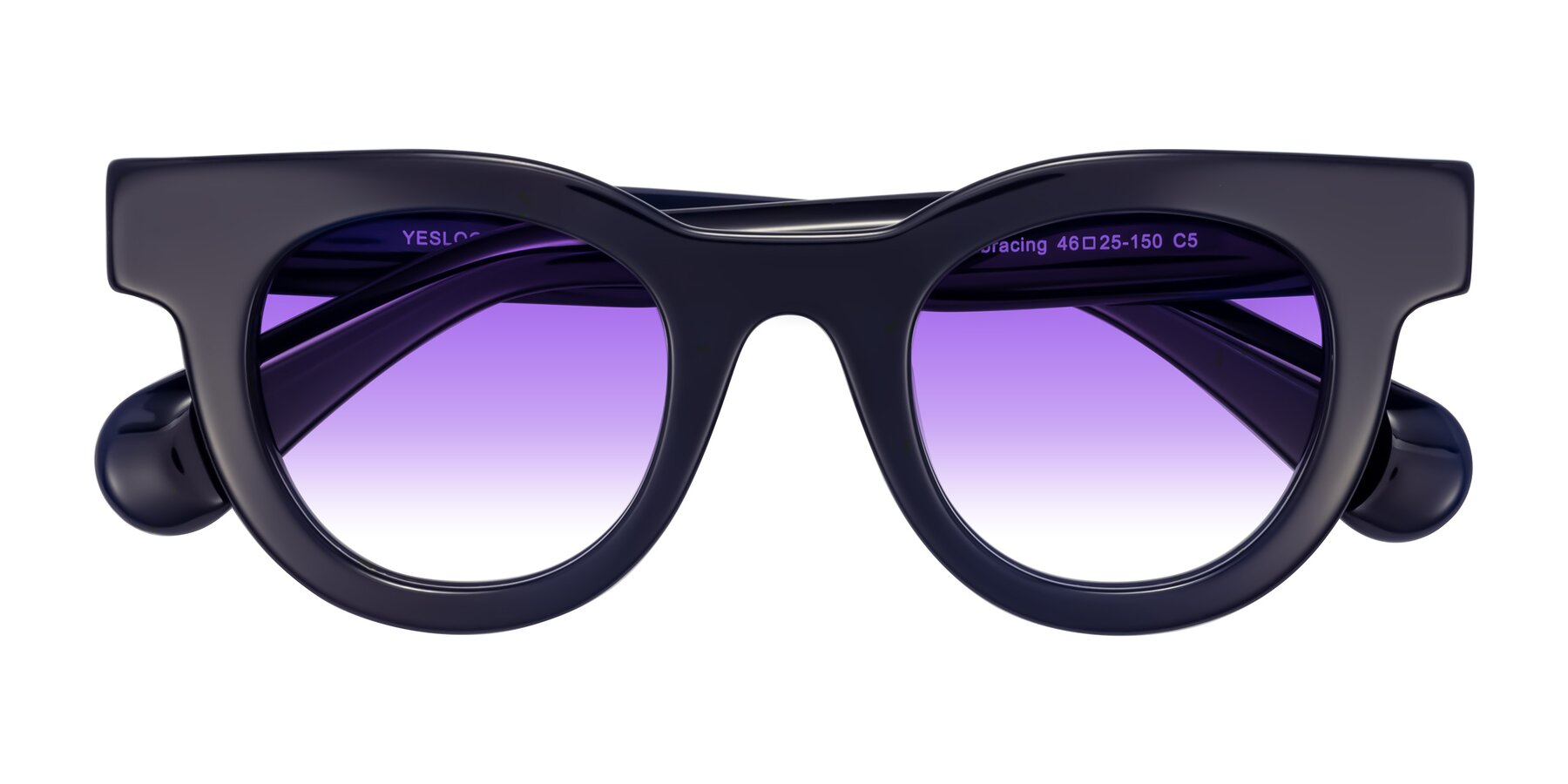 Folded Front of Embracing in Dark Navy with Purple Gradient Lenses