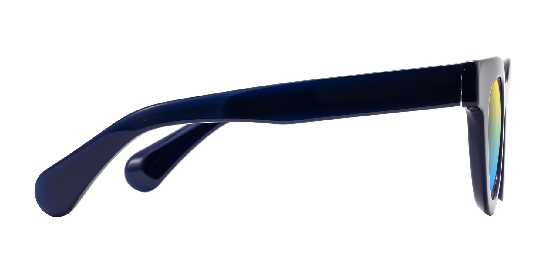 Side of Embracing in Dark Navy with Yellow / Blue Gradient Lenses