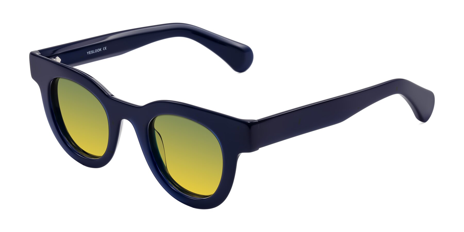 Angle of Embracing in Dark Navy with Green / Yellow Gradient Lenses