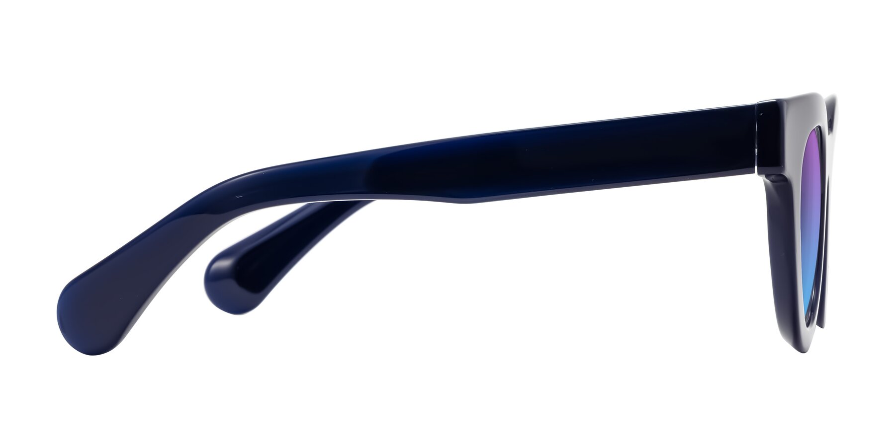 Side of Embracing in Dark Navy with Purple / Blue Gradient Lenses