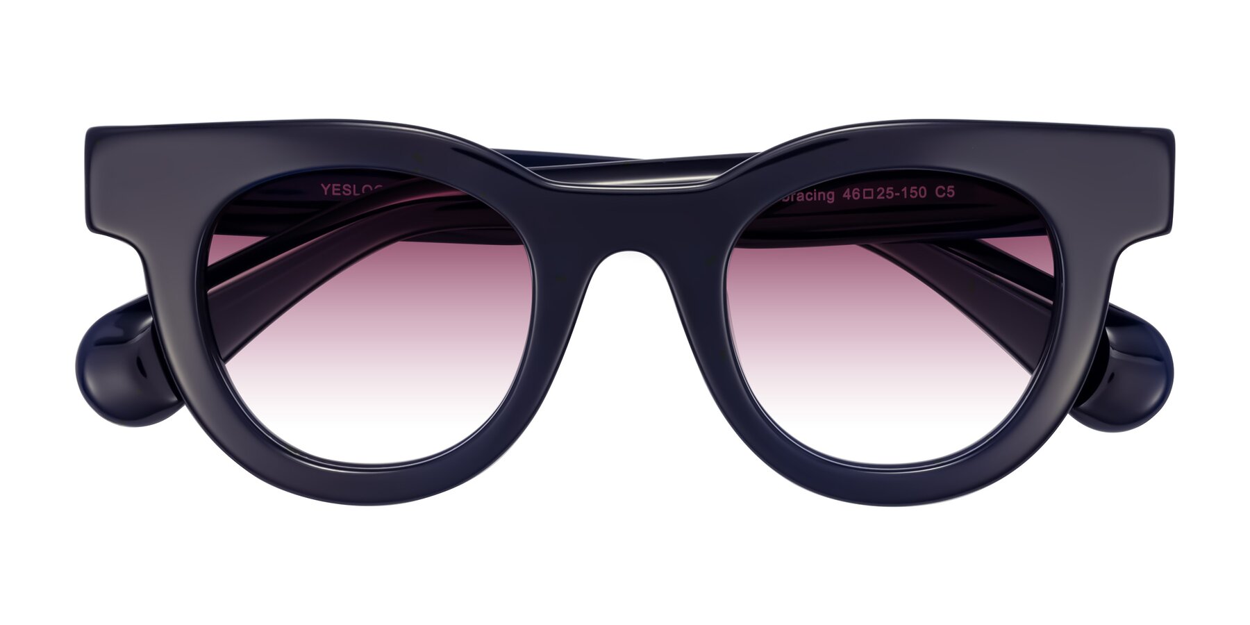 Folded Front of Embracing in Dark Navy with Wine Gradient Lenses