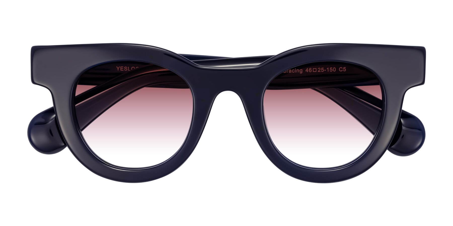 Folded Front of Embracing in Dark Navy with Garnet Gradient Lenses