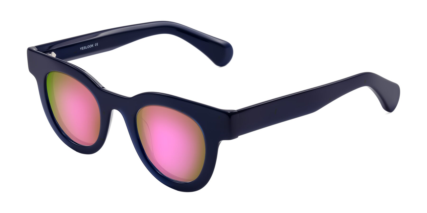 Angle of Embracing in Dark Navy with Pink Mirrored Lenses