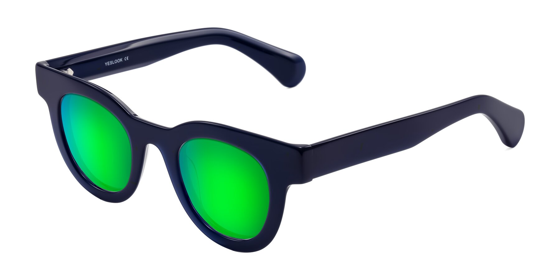 Angle of Embracing in Dark Navy with Green Mirrored Lenses