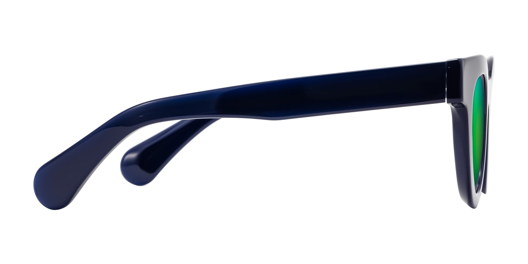 Side of Embracing in Dark Navy with Green Mirrored Lenses