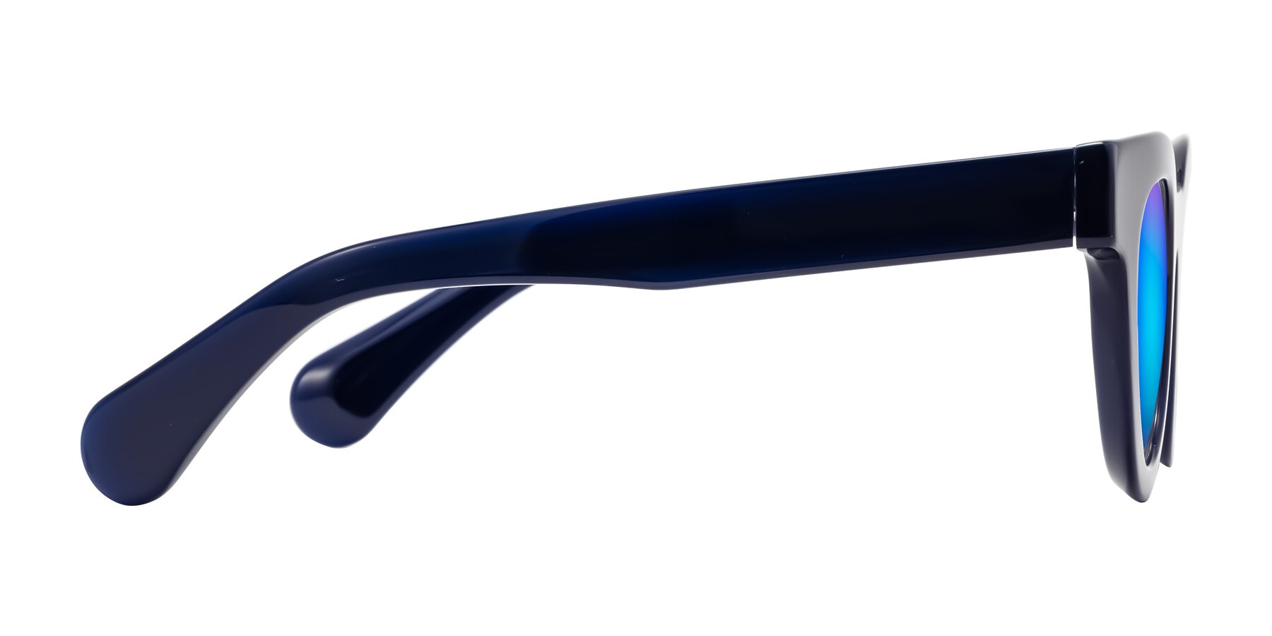 Side of Embracing in Dark Navy with Blue Mirrored Lenses