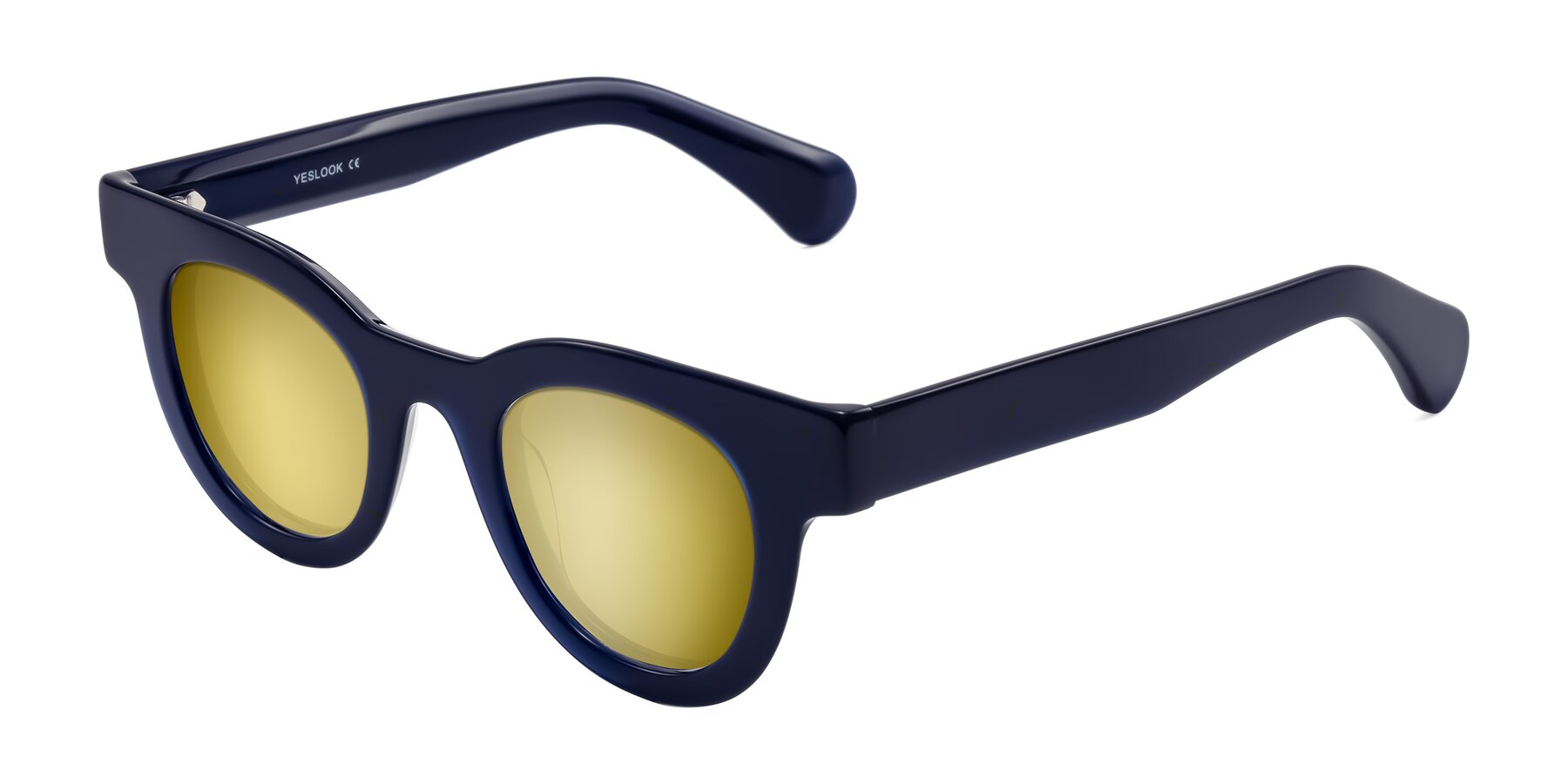 Angle of Embracing in Dark Navy with Gold Mirrored Lenses