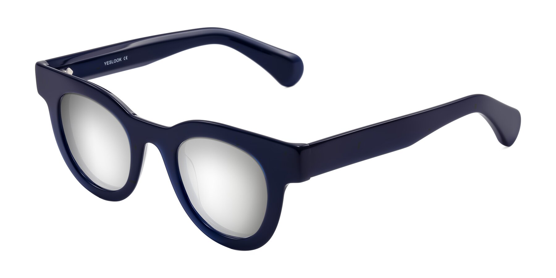 Angle of Embracing in Dark Navy with Silver Mirrored Lenses