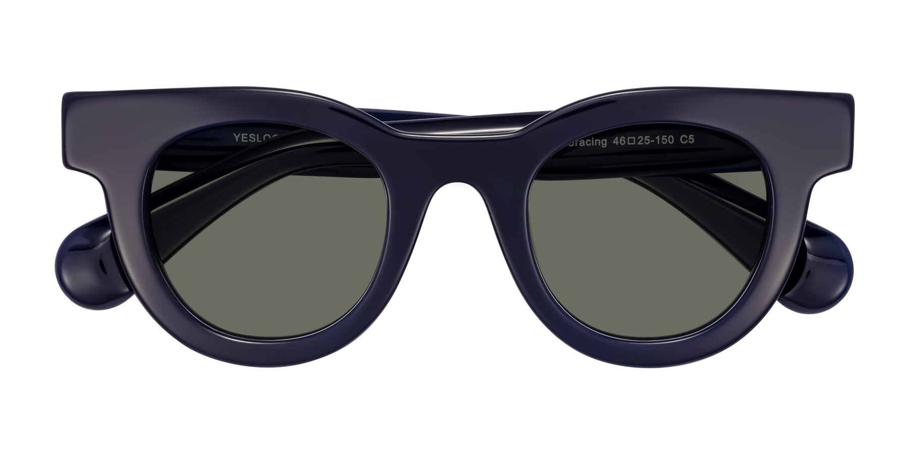 Folded Front of Embracing in Dark Navy with Gray Polarized Lenses