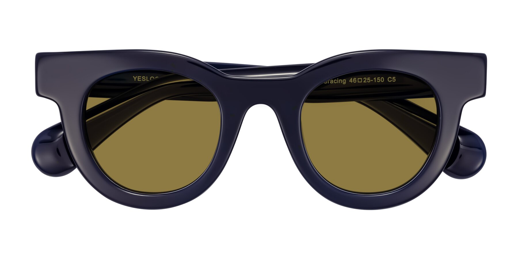 Folded Front of Embracing in Dark Navy with Brown Polarized Lenses