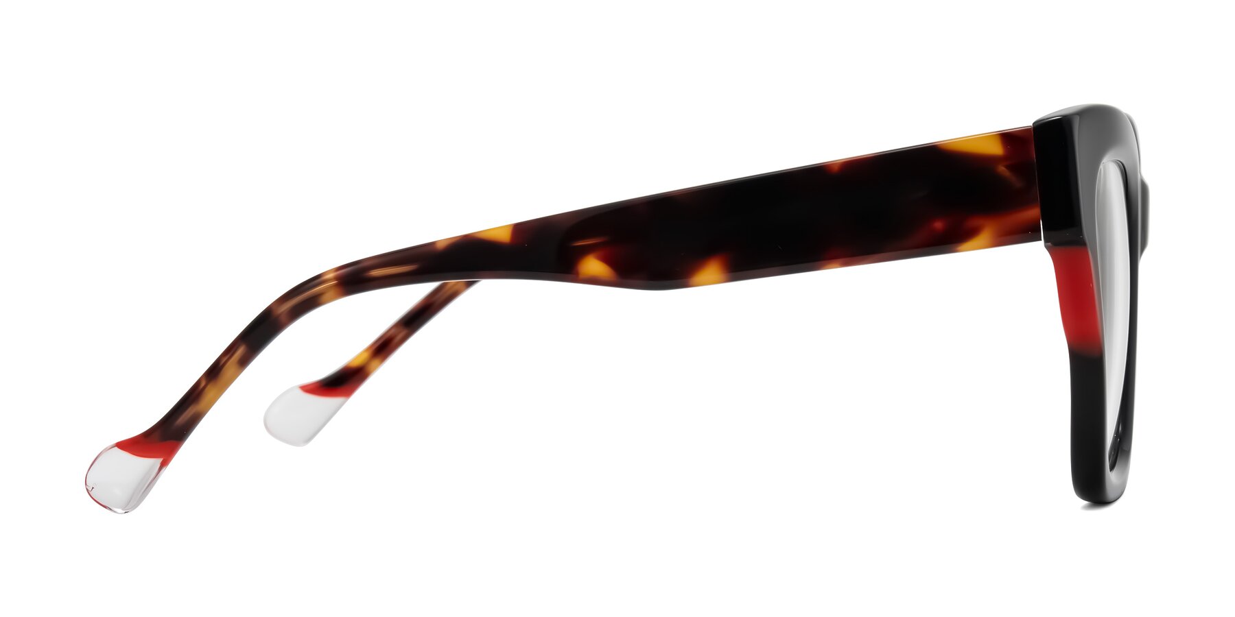 Side of Yatole in Black/Tortoise with Clear Eyeglass Lenses