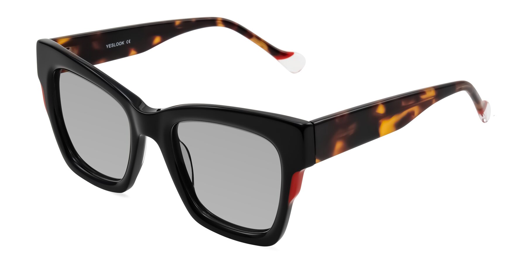 Angle of Yatole in Black/Tortoise with Light Gray Tinted Lenses