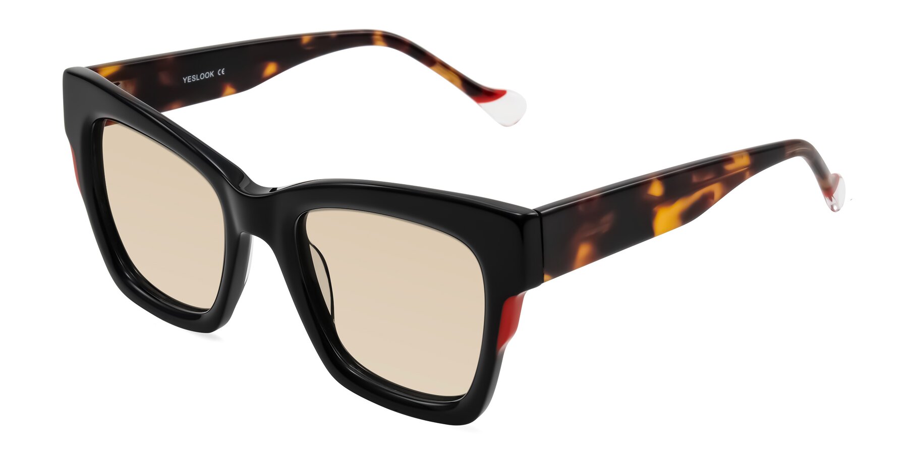 Angle of Yatole in Black/Tortoise with Light Brown Tinted Lenses