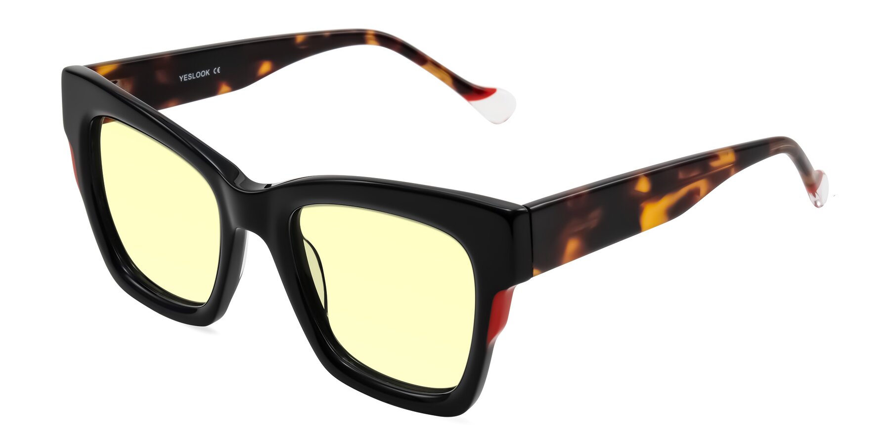 Angle of Yatole in Black/Tortoise with Light Yellow Tinted Lenses
