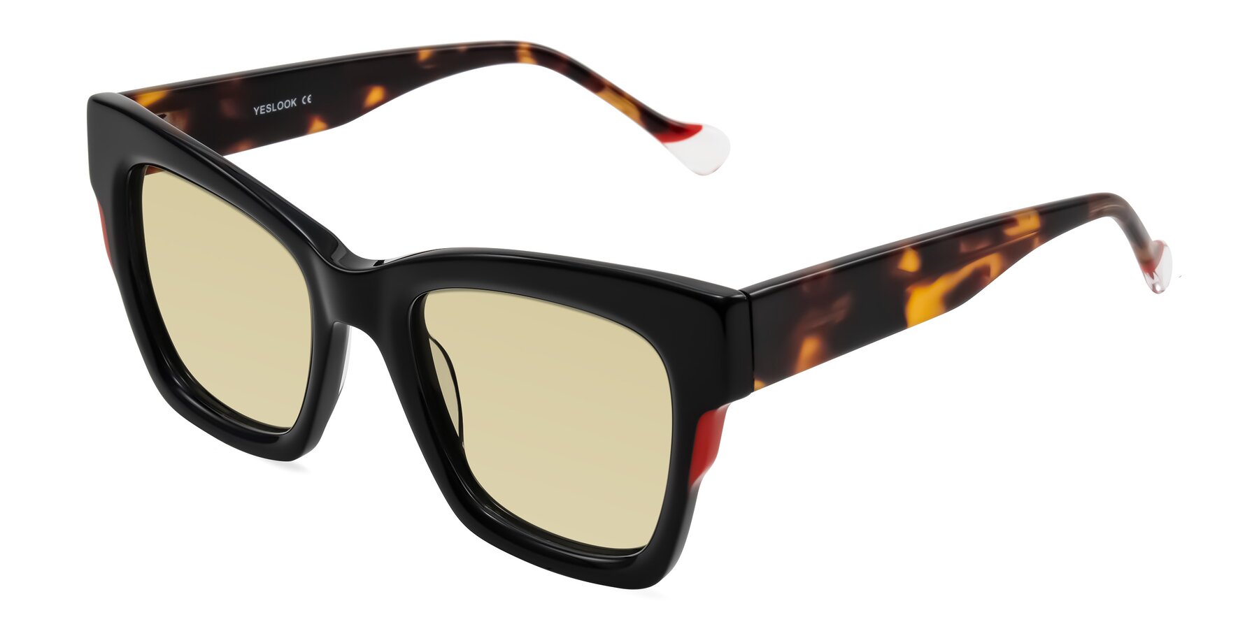Angle of Yatole in Black/Tortoise with Light Champagne Tinted Lenses