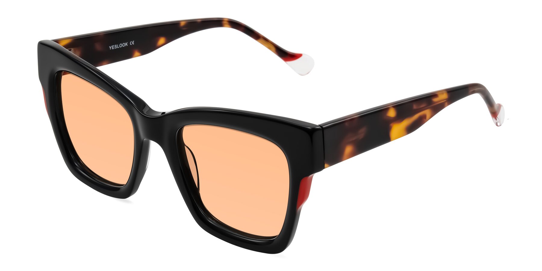 Angle of Yatole in Black/Tortoise with Light Orange Tinted Lenses