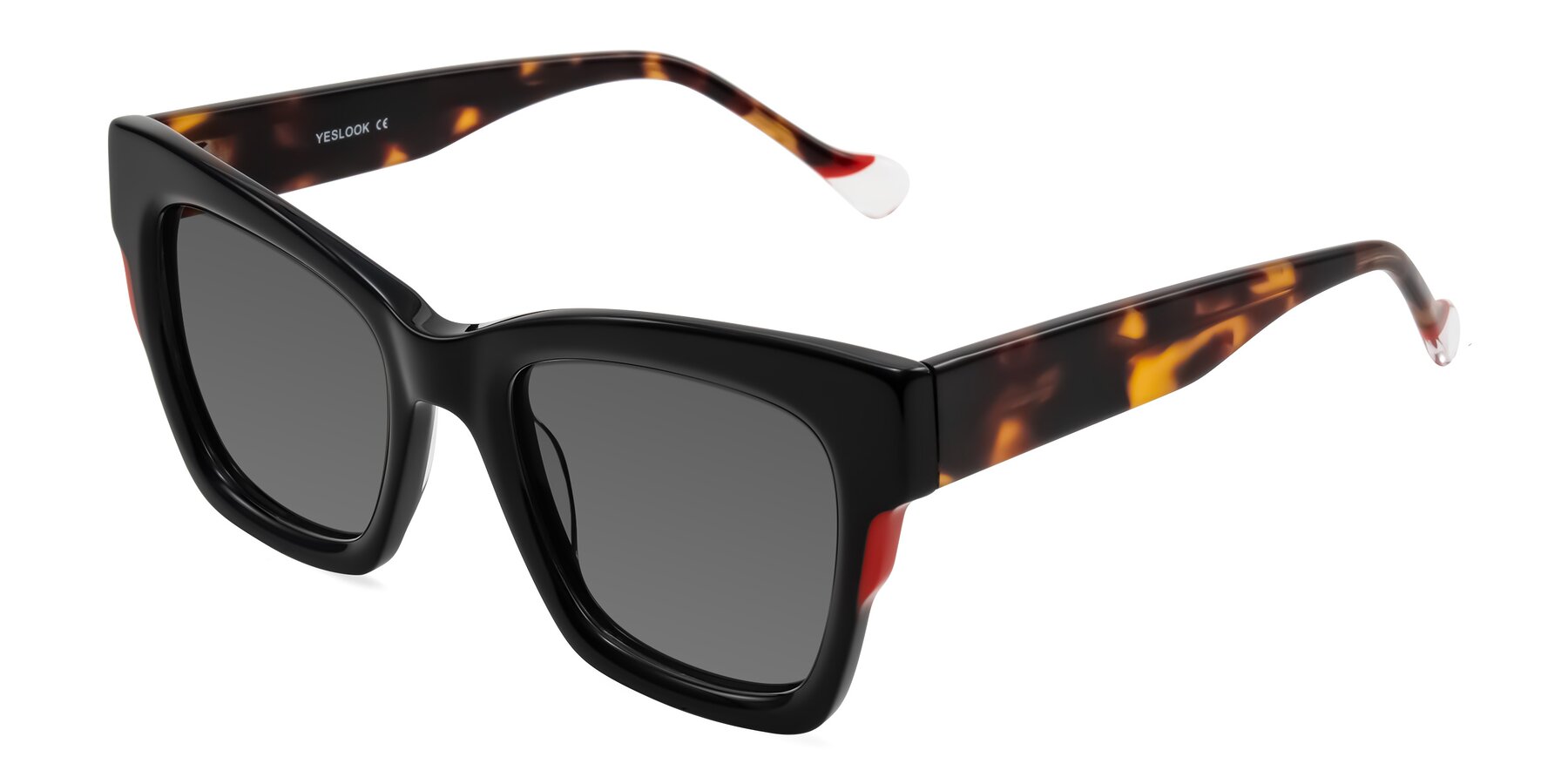 Angle of Yatole in Black/Tortoise with Medium Gray Tinted Lenses