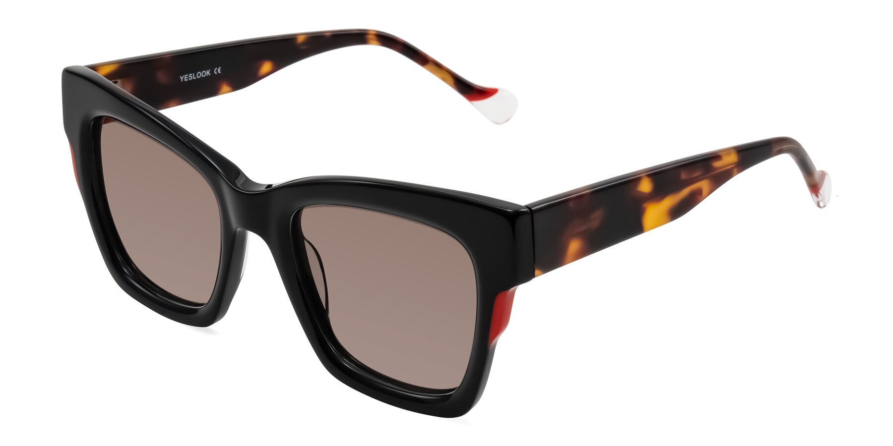 Angle of Yatole in Black/Tortoise with Medium Brown Tinted Lenses