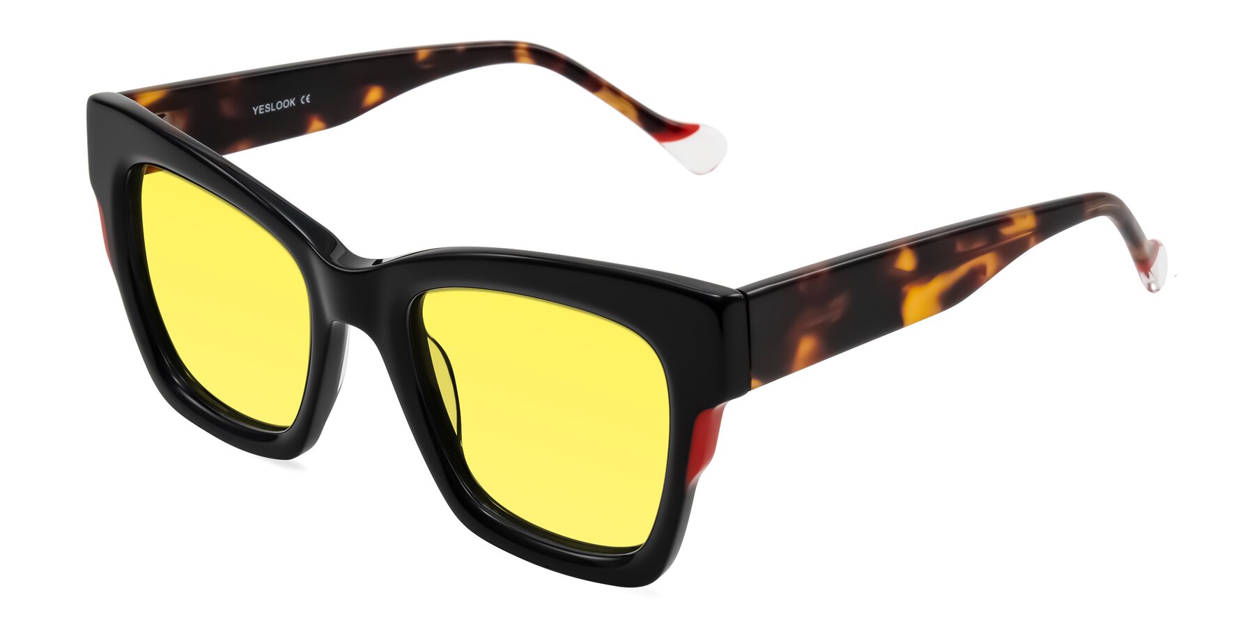 Angle of Yatole in Black/Tortoise with Medium Yellow Tinted Lenses